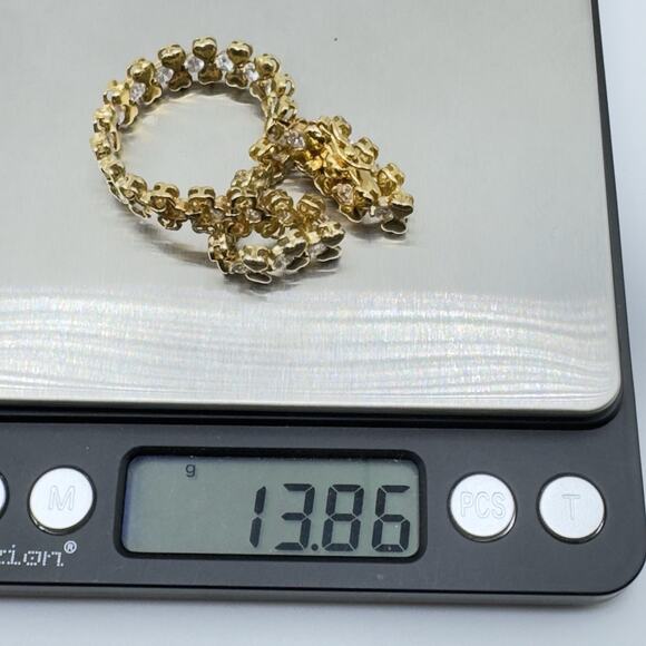 Gold Vermeil Sterling Silver Heart Bracelet Cubic Zirconia 7" - Picture 10 of 10